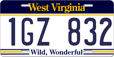 WV license plate 1GZ832