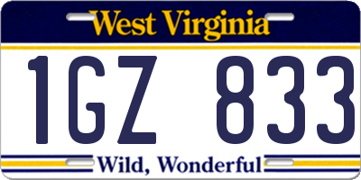WV license plate 1GZ833