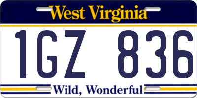 WV license plate 1GZ836