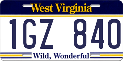 WV license plate 1GZ840