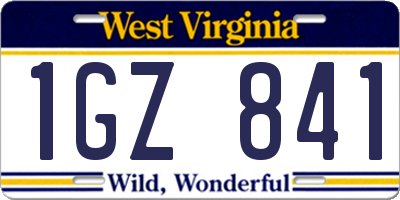 WV license plate 1GZ841