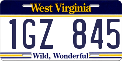 WV license plate 1GZ845