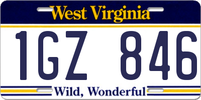 WV license plate 1GZ846