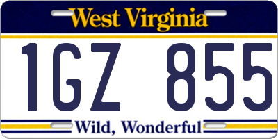 WV license plate 1GZ855