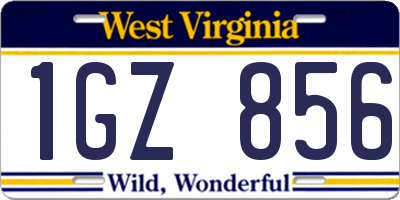 WV license plate 1GZ856