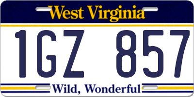 WV license plate 1GZ857