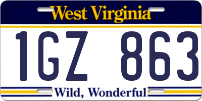WV license plate 1GZ863