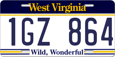 WV license plate 1GZ864