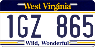 WV license plate 1GZ865