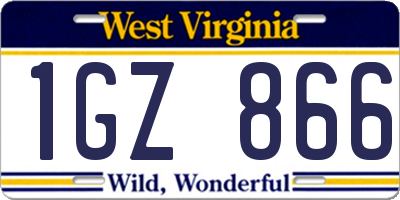 WV license plate 1GZ866