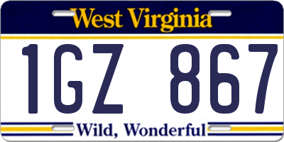 WV license plate 1GZ867