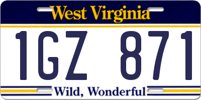 WV license plate 1GZ871