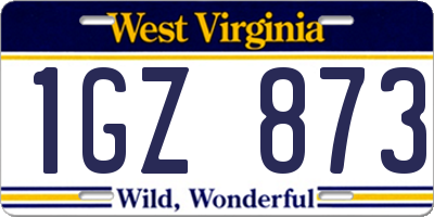 WV license plate 1GZ873