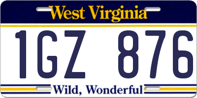 WV license plate 1GZ876