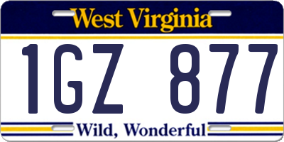WV license plate 1GZ877