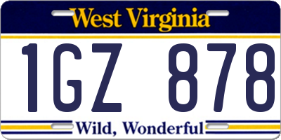 WV license plate 1GZ878