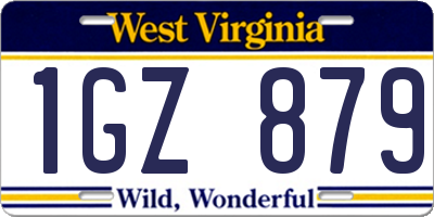 WV license plate 1GZ879