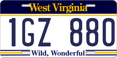 WV license plate 1GZ880