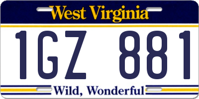 WV license plate 1GZ881