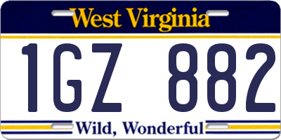 WV license plate 1GZ882