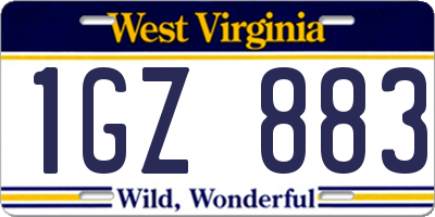 WV license plate 1GZ883