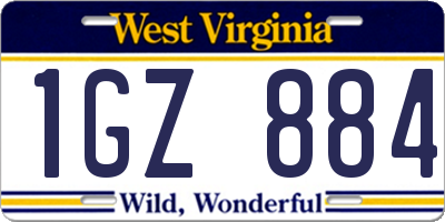 WV license plate 1GZ884