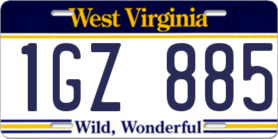 WV license plate 1GZ885