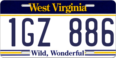 WV license plate 1GZ886