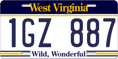 WV license plate 1GZ887