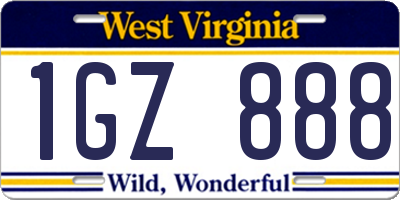 WV license plate 1GZ888