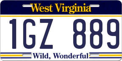 WV license plate 1GZ889
