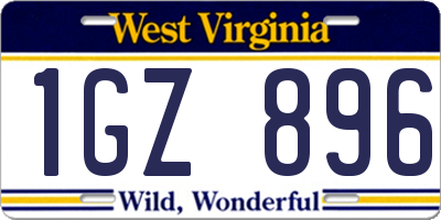 WV license plate 1GZ896