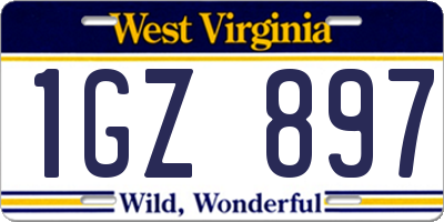 WV license plate 1GZ897