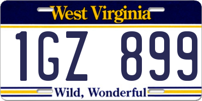 WV license plate 1GZ899