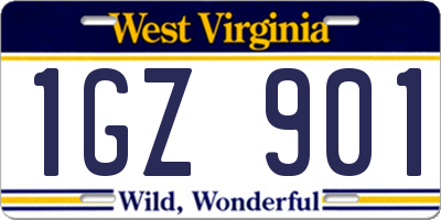 WV license plate 1GZ901