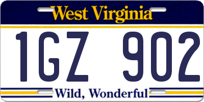 WV license plate 1GZ902