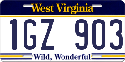 WV license plate 1GZ903