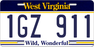 WV license plate 1GZ911