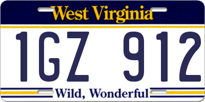 WV license plate 1GZ912