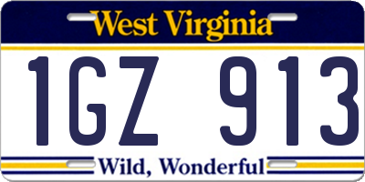 WV license plate 1GZ913