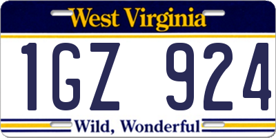 WV license plate 1GZ924
