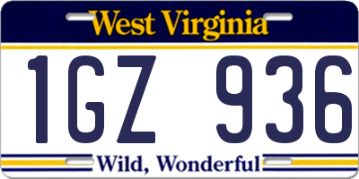 WV license plate 1GZ936