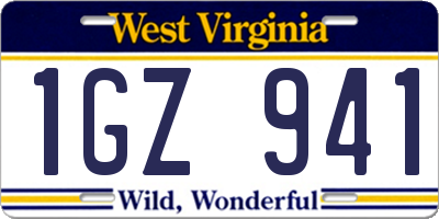 WV license plate 1GZ941
