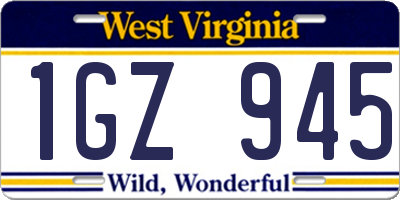 WV license plate 1GZ945
