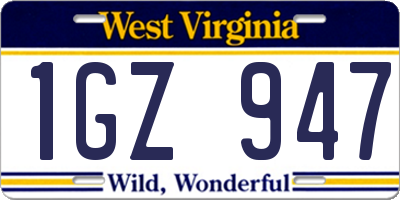 WV license plate 1GZ947
