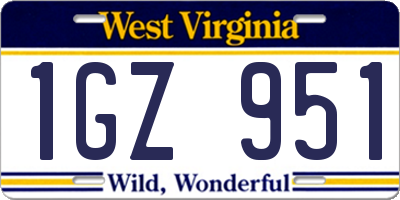 WV license plate 1GZ951