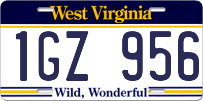 WV license plate 1GZ956