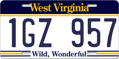 WV license plate 1GZ957