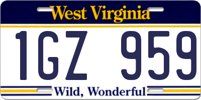 WV license plate 1GZ959