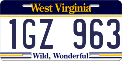 WV license plate 1GZ963